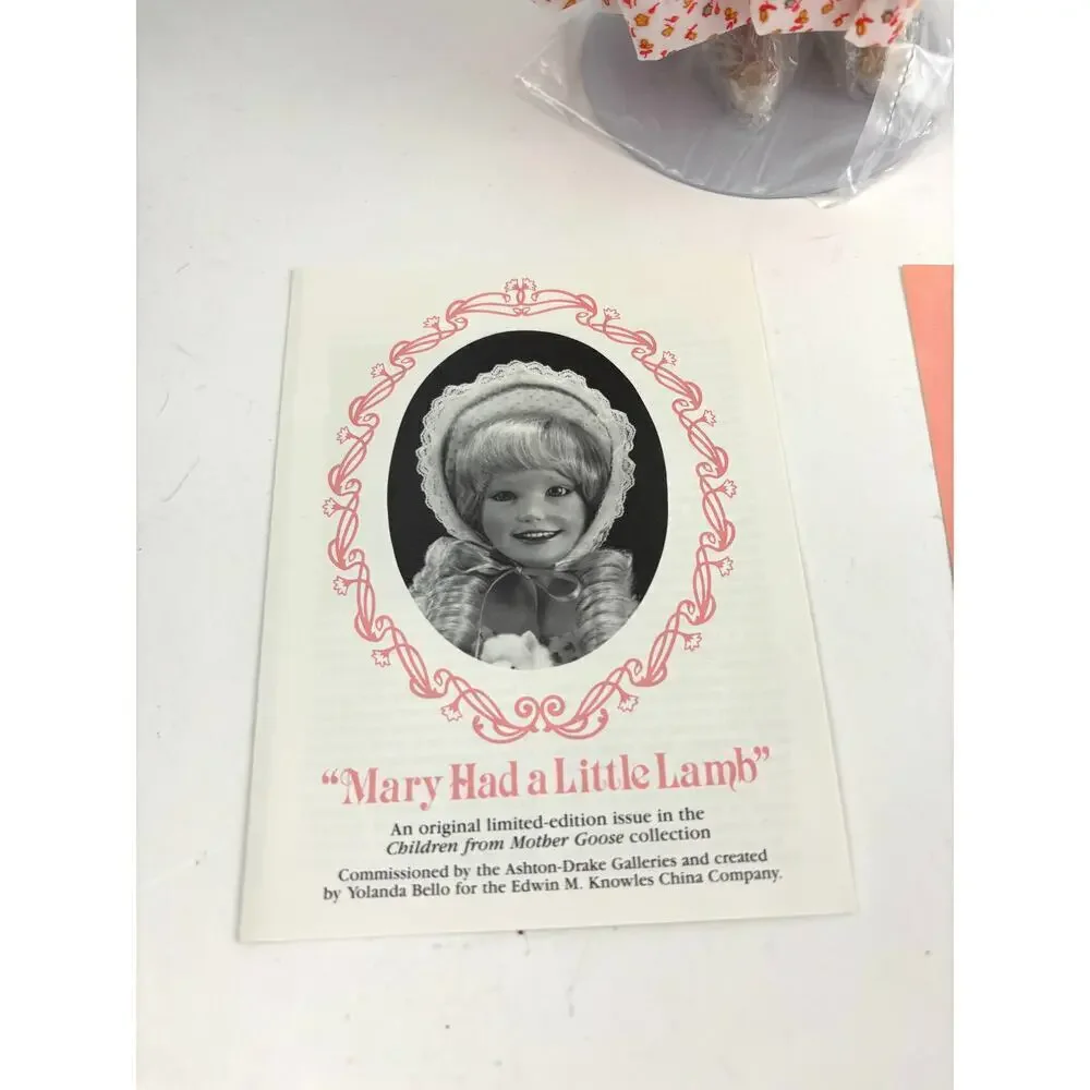 VTG Ashton Drake From Mother Goose Mary Had A Little Lamb Porcelain Doll Limited